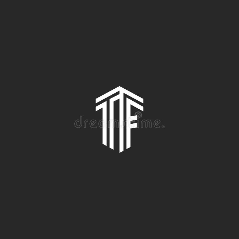 Logo TF letters monogram, line intersection calligraphic isometric linear minimal style emblem FT Initials, linked capital letters vector illustration