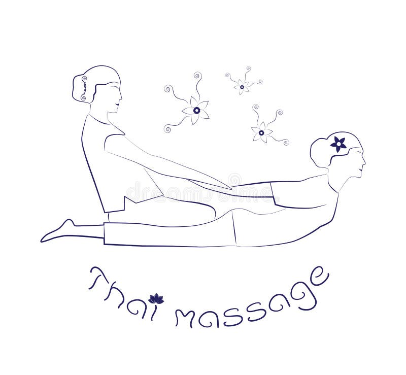 Logo Thai-massage Silhouet van een vrouw die traditionele Thaise uitrekkende massage door therapeut krijgen vector illustratie Logo Thai-massage Silhouet van een vrouw die traditionele Thaise uitrekkende massage door therapeut krijgen vector illustratie