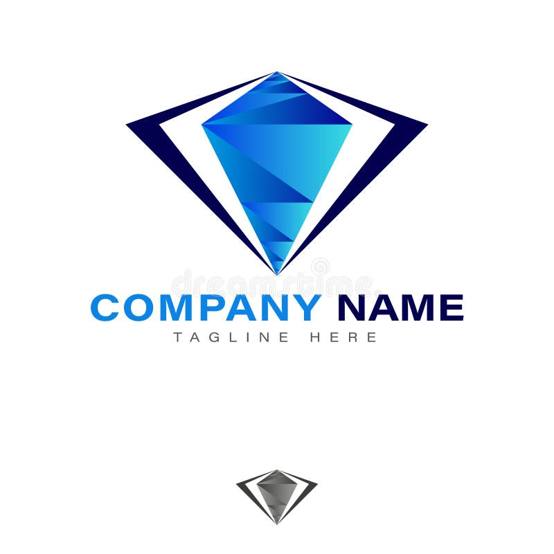 Diamond Logo Design. with Gradient Blue Color Stock Illustration