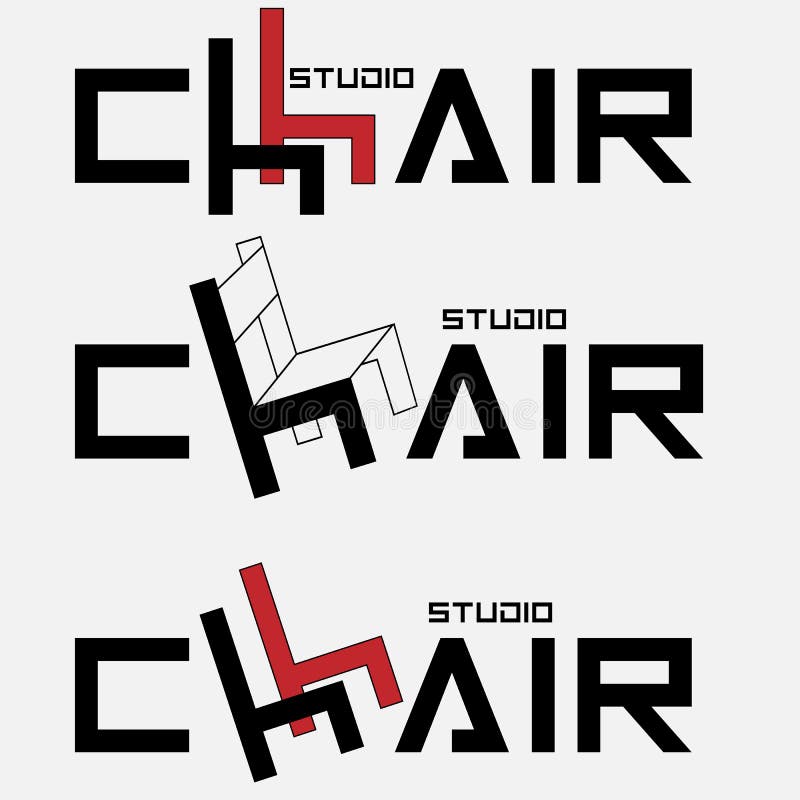 Logo typographic studio chair with a letter in the form of a chair royalty free illustration