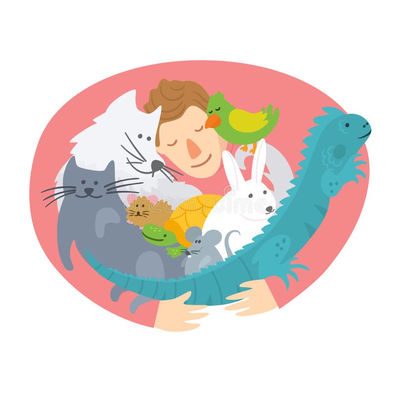 Logo ubezpieczenia zwierząt Przytulające zwierzęta domowe ilustracja wektor