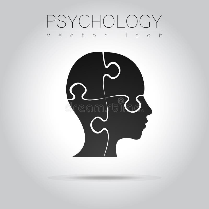 Logo-ul modern al puzzle-ului cu capul al psihologiei. profil uman. stil creativ. sigtip în vector. vector illustration