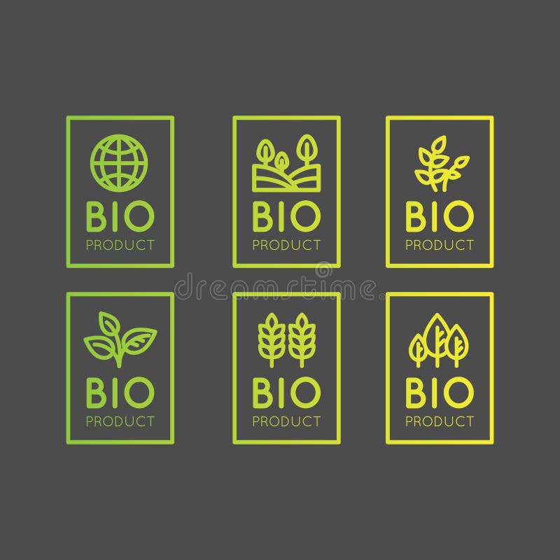 Logo Ustalonej odznaki Świeży Organicznie, Eco produkt, Życiorys składnik etykietki odznaka z liściem, ziemia ilustracji Logo Ustalonej odznaki Świeży Organicznie, Eco produkt, Życiorys składnik etykietki odznaka z liściem, ziemia ilustracji