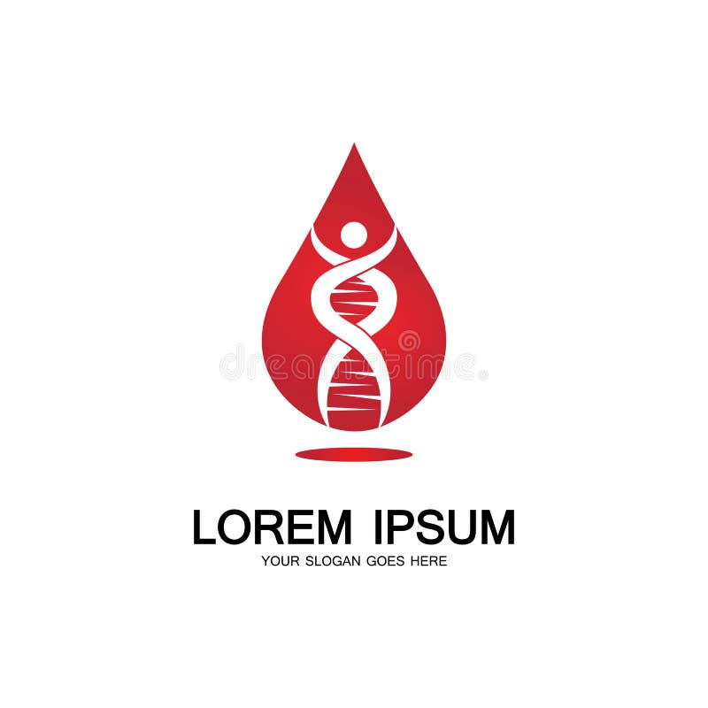 Logo van het bloed dna genetisch pictogram vector illustratie