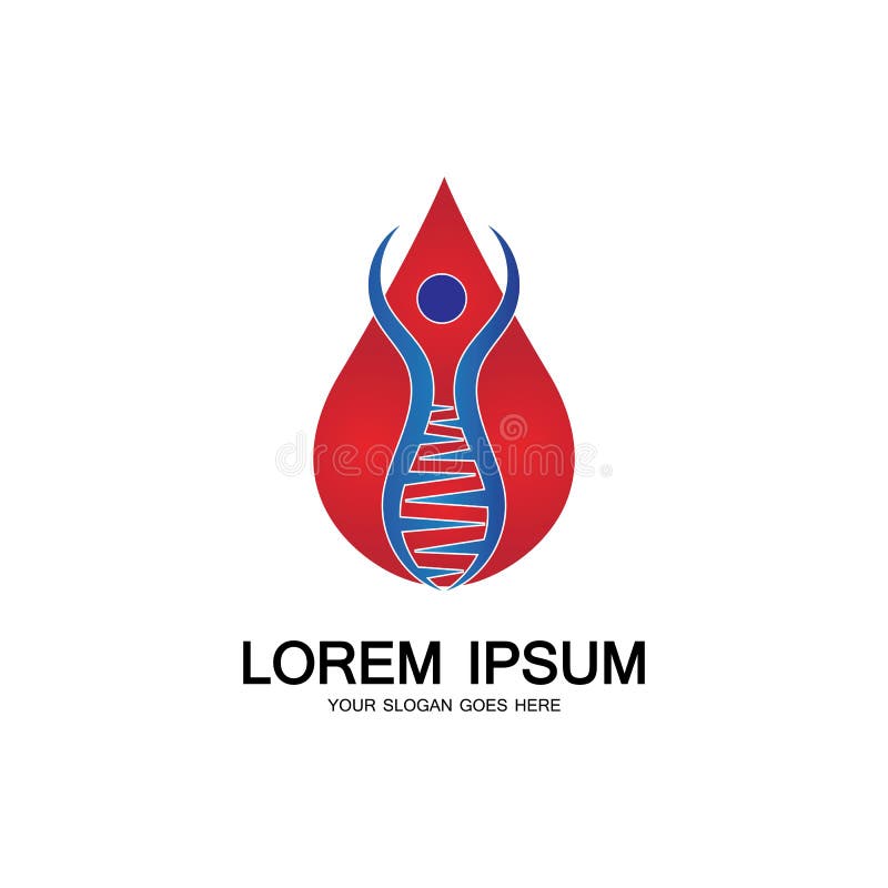 Logo van het bloed dna genetisch pictogram vector illustratie