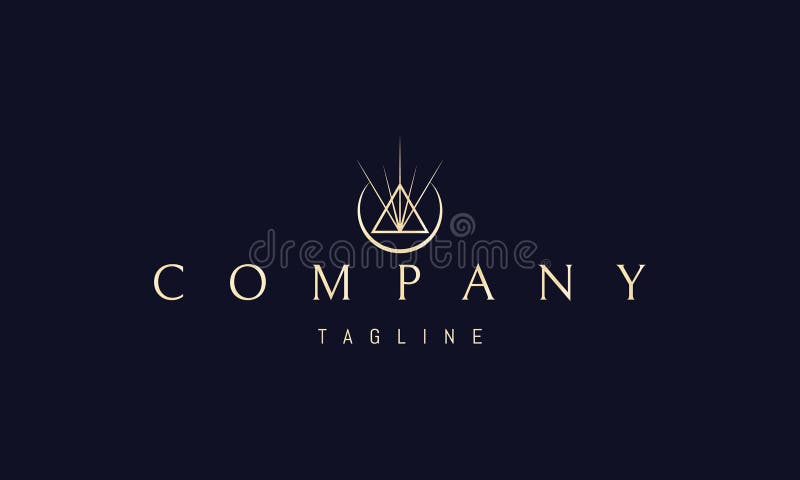 Logo vectoriel avec une image abstraite d'un symbole alchimique avec une lune et un triangle. illustration de vecteur