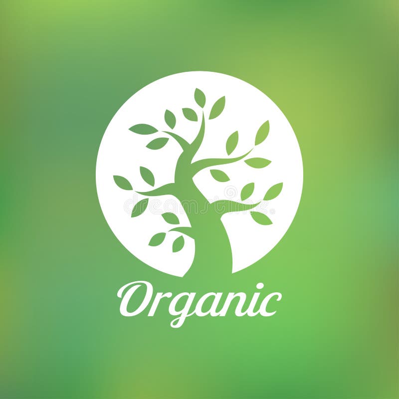Organic green tree logo, eco emblem, ecology natural symbol, vector illustration. Organic green tree logo, eco emblem, ecology natural symbol, vector illustration