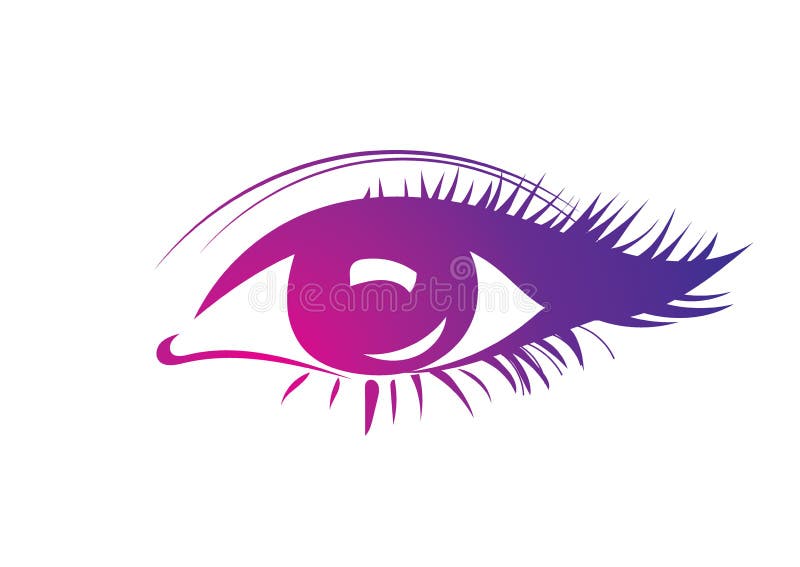 Logo von Wimpern Stilisiertes Haar Abstrakte Linien der dreieckigen Form Farbige vektorabbildung lizenzfreie abbildung