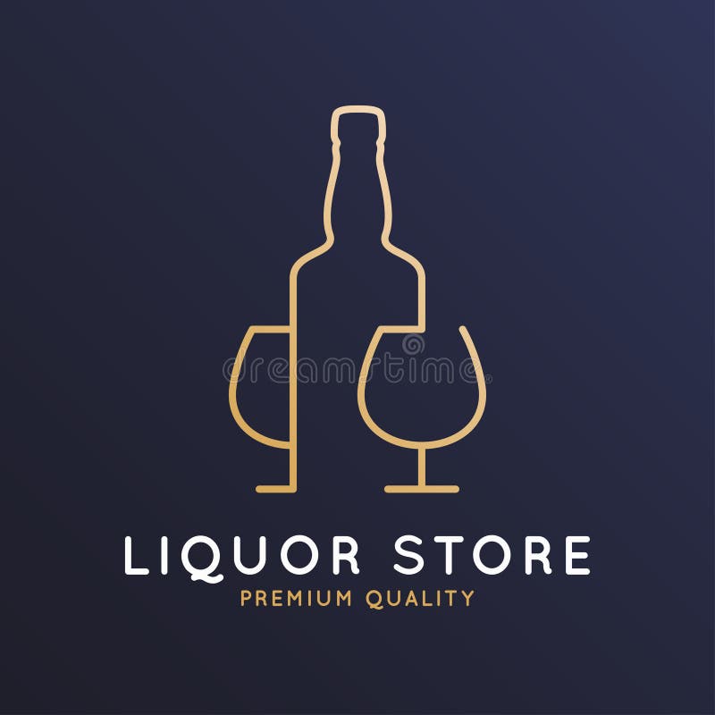 Logo voor drankwinkel. whiskey rum of brandy