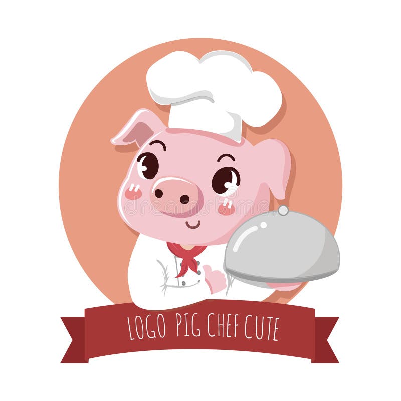 Logochef-Schwein netter Signage lizenzfreie abbildung Logochef-Schwein netter Signage lizenzfreie abbildung