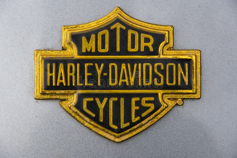 Logodetail über Harley Davidson-Motorrad lizenzfreie stockbilder Logodetail über Harley Davidson-Motorrad lizenzfreie stockbilder
