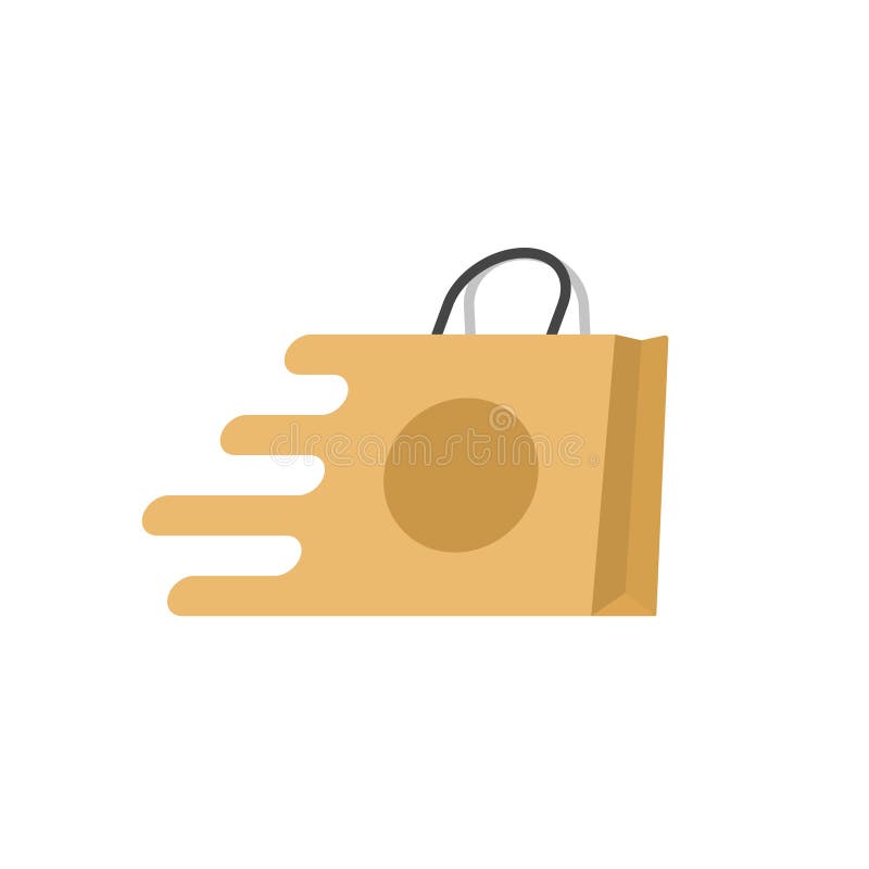 Logoen för vektorn för shoppingpåsen isolerade den snabba, symbolen för den pappers- påsen för den plana tecknade filmen den snab stock illustrationer Logoen för vektorn för shoppingpåsen isolerade den snabba, symbolen för den pappers- påsen för den plana tecknade filmen den snab stock illustrationer