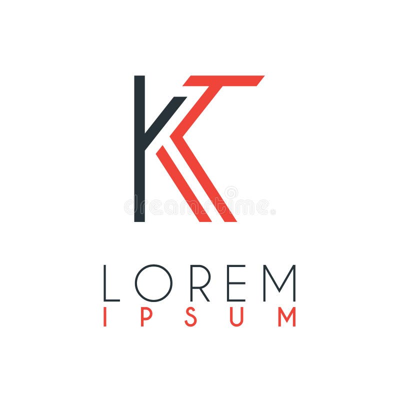 Logoen mellan bokstaven K och bokstaven T eller KT med ett bestämt avstånd och förbindelse av apelsinen och grå färger färgar stock illustrationer Logoen mellan bokstaven K och bokstaven T eller KT med ett bestämt avstånd och förbindelse av apelsinen och grå färger färgar stock illustrationer