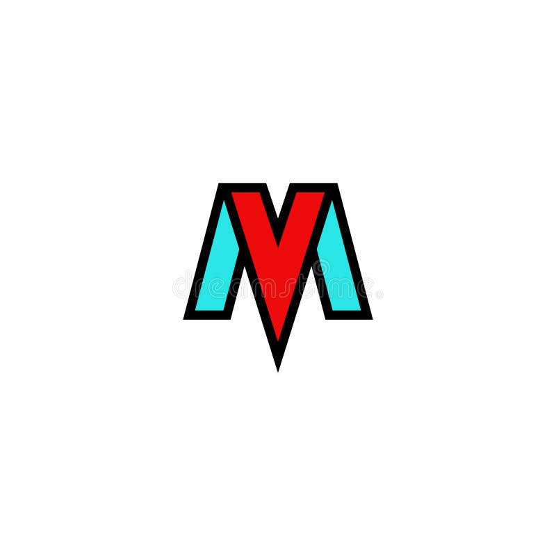 Logoen millivolt den stilfulla tankeskapelsen märker det eleganta plana emblemet, kombinationstechinitialer M och blå och röd sym