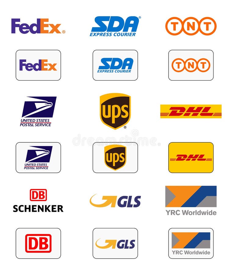 Logoer för leveransföretag stock illustrationer