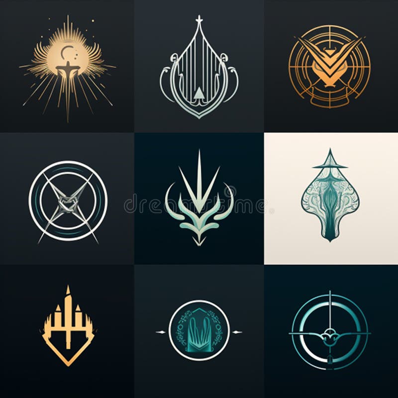 Logoikoner som utformats för webbdesign och andra ändamål vackra, moderna logotyper stock illustrationer