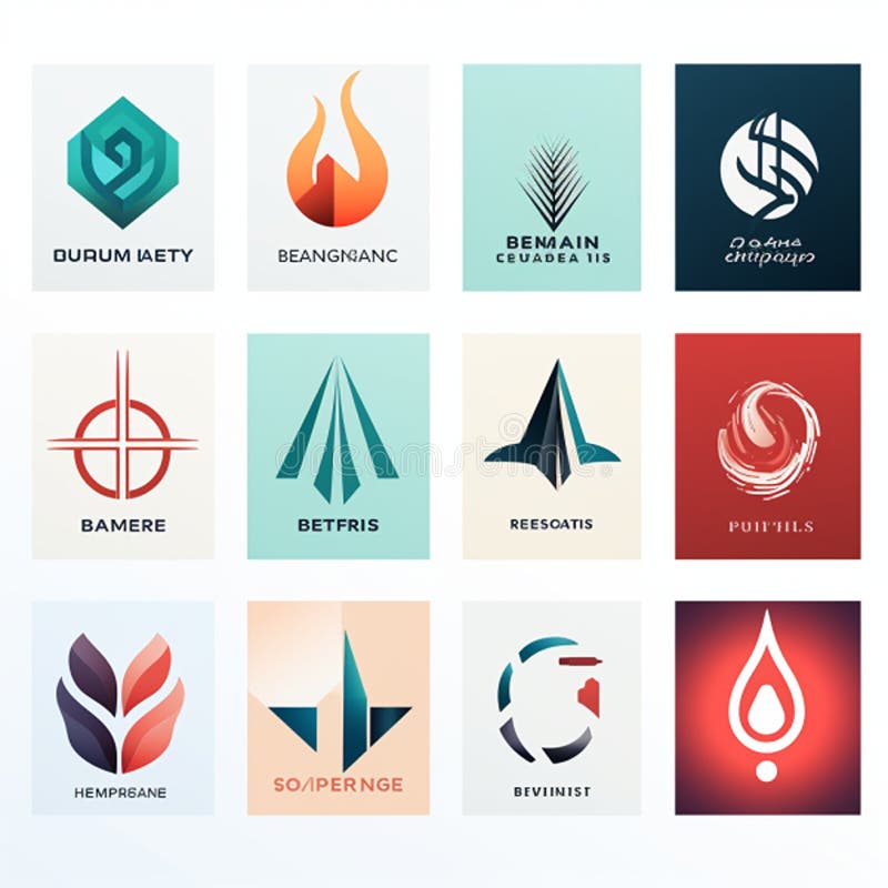 Logoikoner som utformats för webbdesign och andra ändamål vackra, moderna logotyper royaltyfri illustrationer