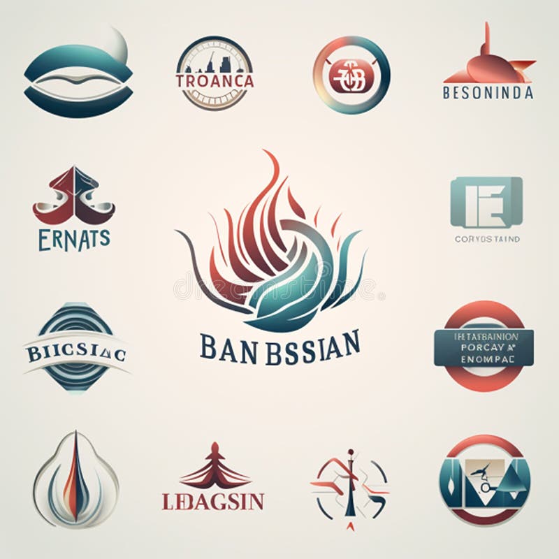 Logoikoner som utformats för webbdesign och andra ändamål vackra, moderna logotyper stock illustrationer