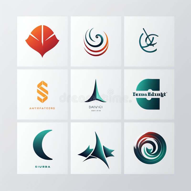 Logoikoner som utformats för webbdesign och andra ändamål vackra, moderna logotyper royaltyfri illustrationer
