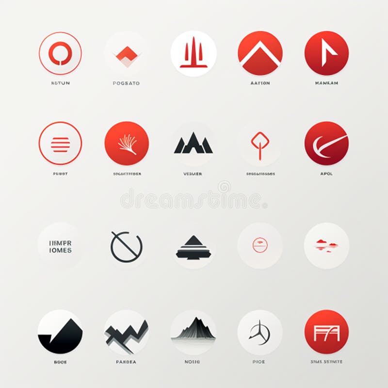 Logoikoner som utformats för webbdesign och andra ändamål vackra, moderna logotyper stock illustrationer