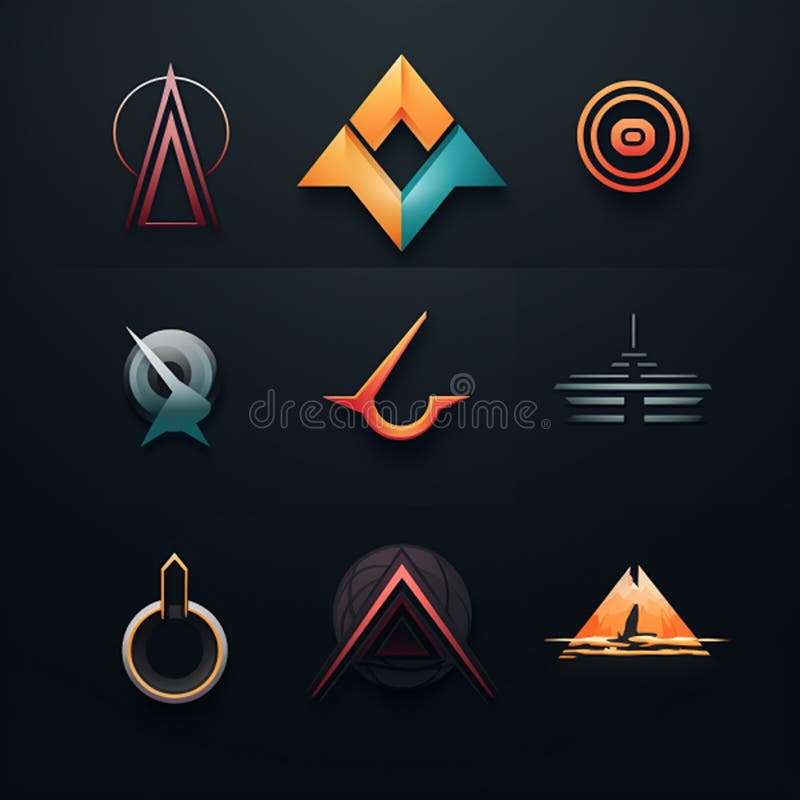 Logoikoner som utformats för webbdesign och andra ändamål vackra, moderna logotyper arkivfoto