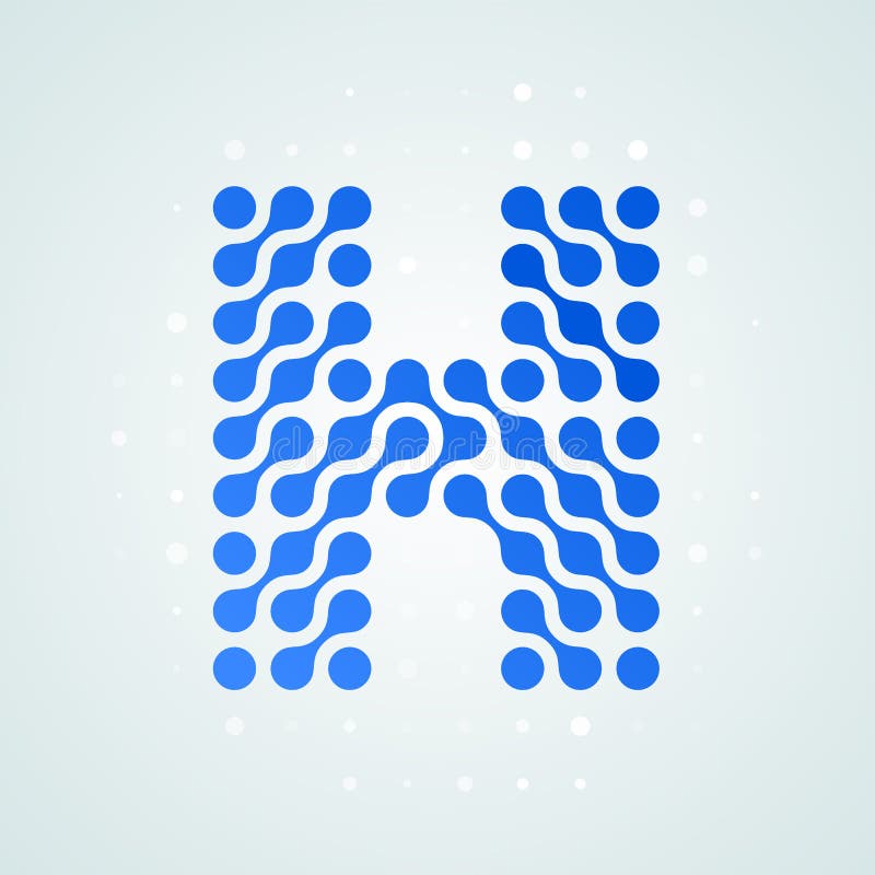 Logomoderne Halbtonikone des Buchstaben H Vector futuristische blaue Punktlinie modisches digitales Design des flachen Zeichens d