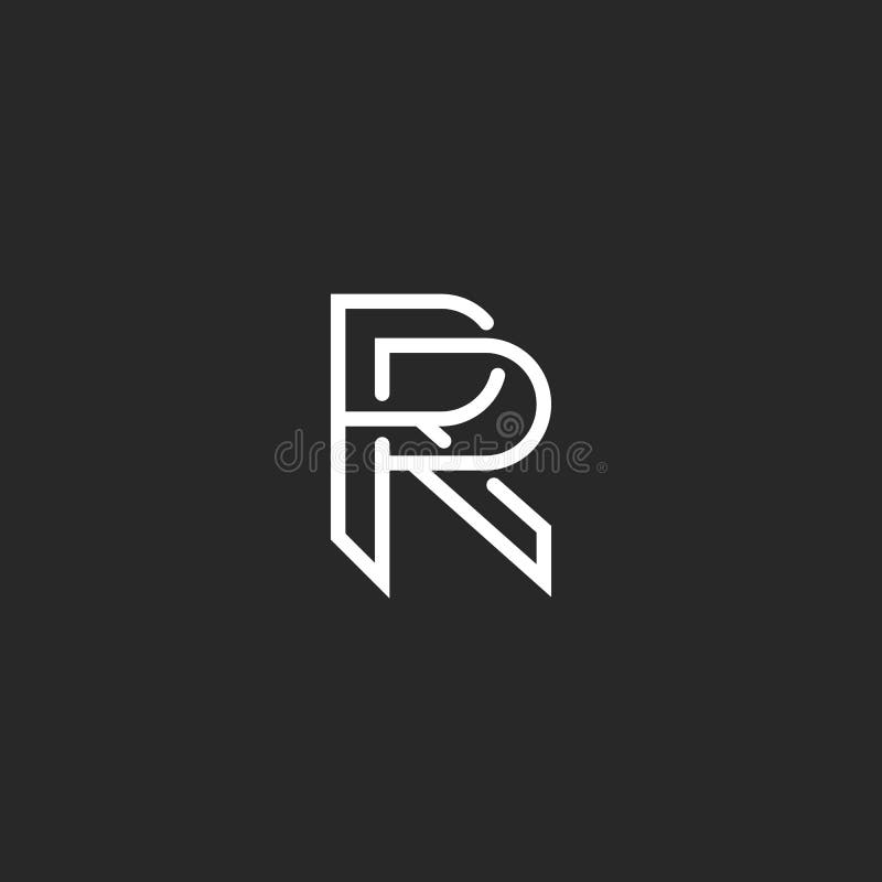 Logomonogram för bokstav R, beståndsdel för design för modellhipster som svartvit gifta sig inbjudanmallemblemet