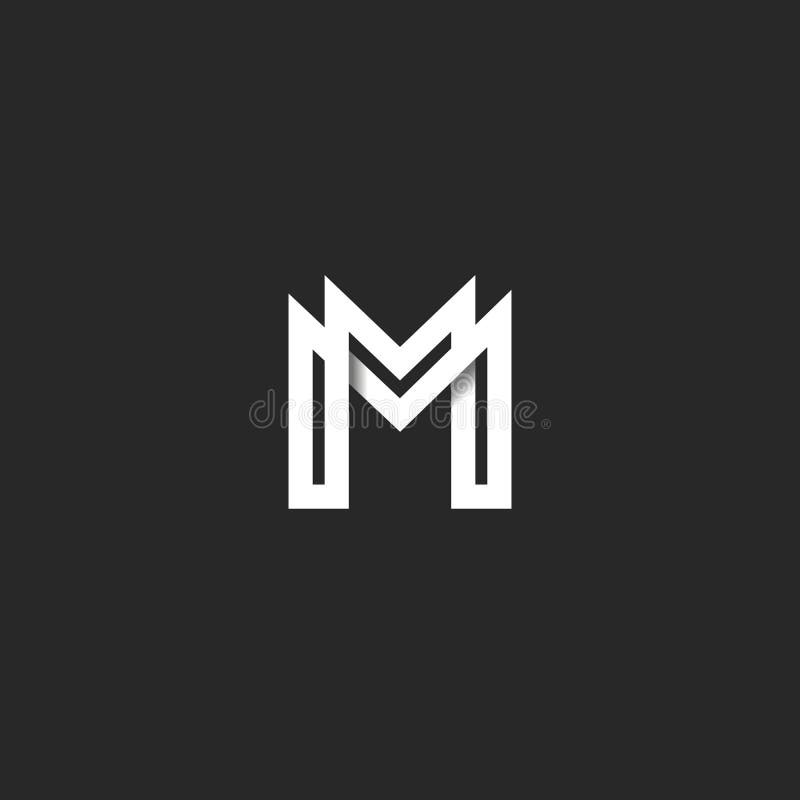 Logomonogramm des Buchstaben M, Überschneidungslinie Kennzeichen Millimeter-Initialenkombinations-Symbolmodell, Schwarzweiss-Typo vektor abbildung
