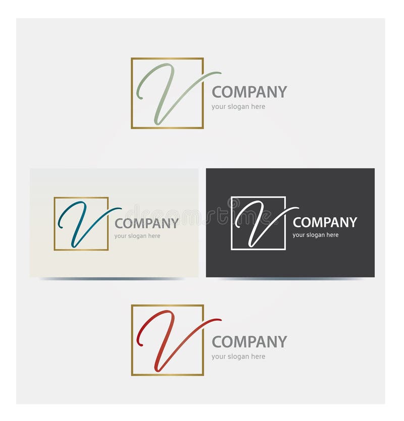 Letter V Icon, Monogram, Initial Logo for Corporate Business in Various Colors stock illustration