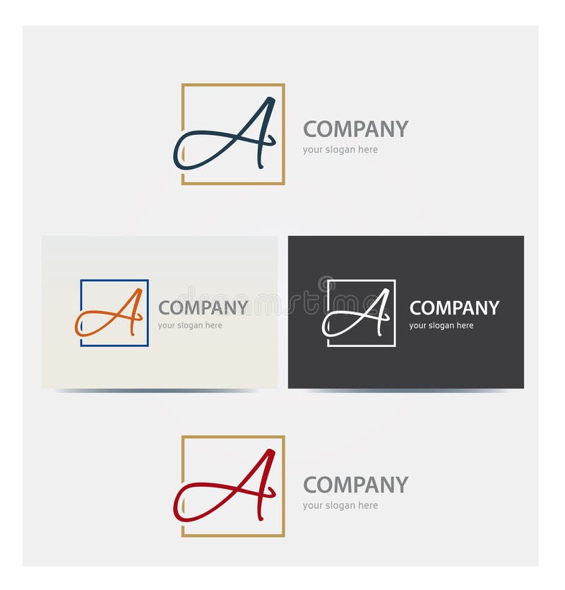 Letter A Icon, Monogram, Initial Logo for Corporate Business in Various Colors stock illustration