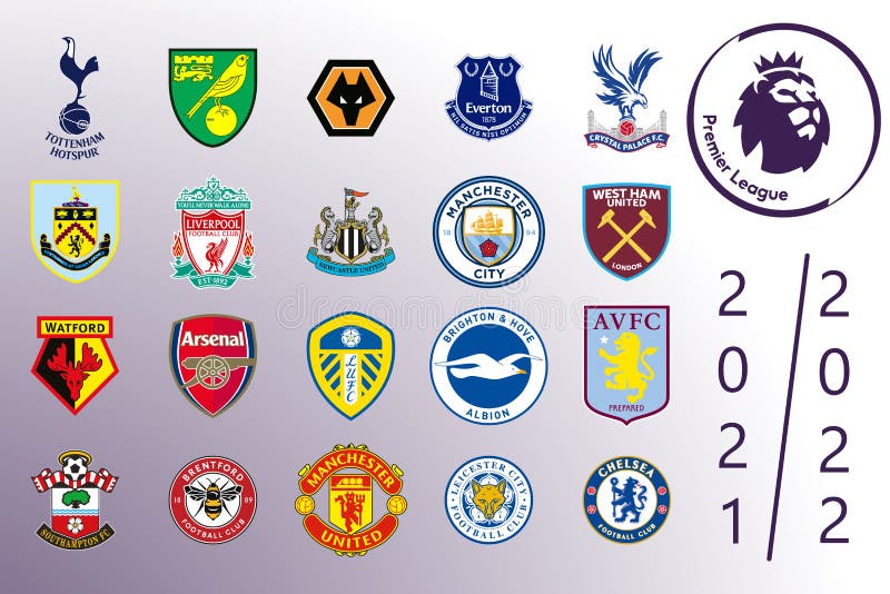Vector set of 67 English football club's logos including Premier League,  Championship and League One Stock Vector