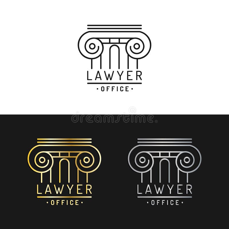 Logos dello studio legale messo Vector l'avvocato d'annata, le etichette dell'avvocato, distintivi costanti giuridici Atto, princ