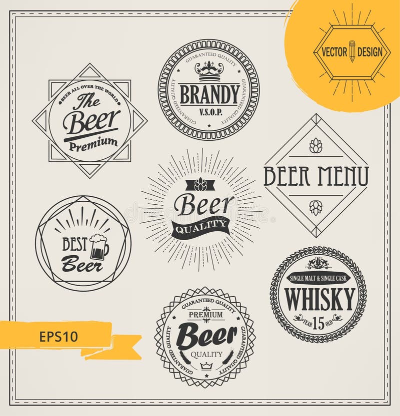 Logos ed emblemi dell'alcool di vettore royalty illustrazione gratis Logos ed emblemi dell'alcool di vettore royalty illustrazione gratis