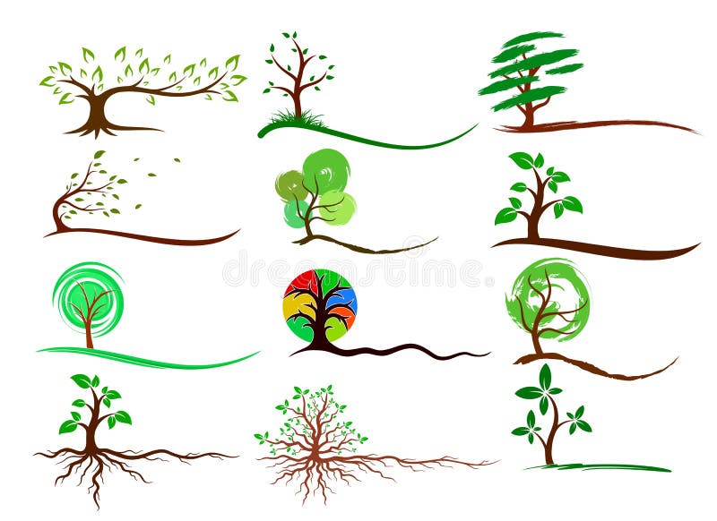 Logos of trees.