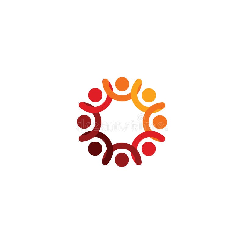Logotipo abstracto del vector que representa a la gente estilizada, que lleva a cabo las manos y se une en una unión, una ayuda h ilustración del vector Logotipo abstracto del vector que representa a la gente estilizada, que lleva a cabo las manos y se une en una unión, una ayuda h ilustración del vector
