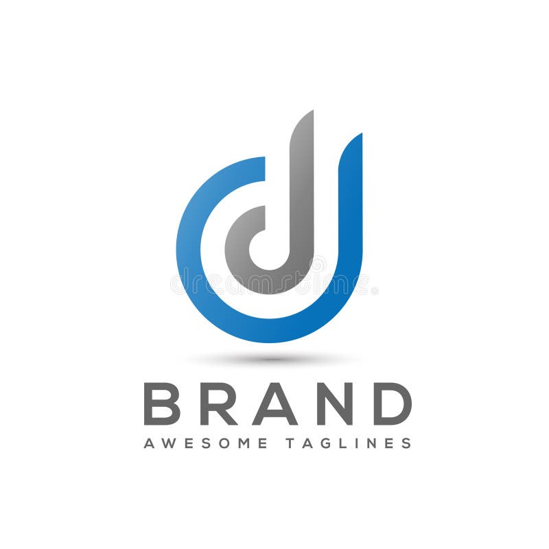 Logotipo abstrato da letra D, vetor de logotipo da letra dd ilustração royalty free