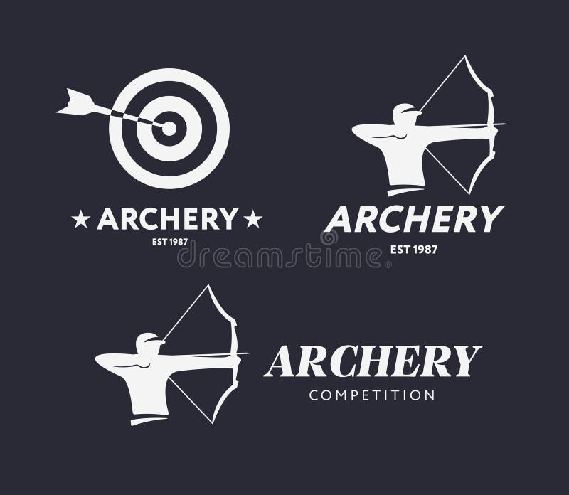 Logotipo abstrato do tiro ao arco Conceito do crachá do vetor Archer com curva e alvo do esporte com seta Competição do tiro ao a ilustração royalty free Logotipo abstrato do tiro ao arco Conceito do crachá do vetor Archer com curva e alvo do esporte com seta Competição do tiro ao a ilustração royalty free