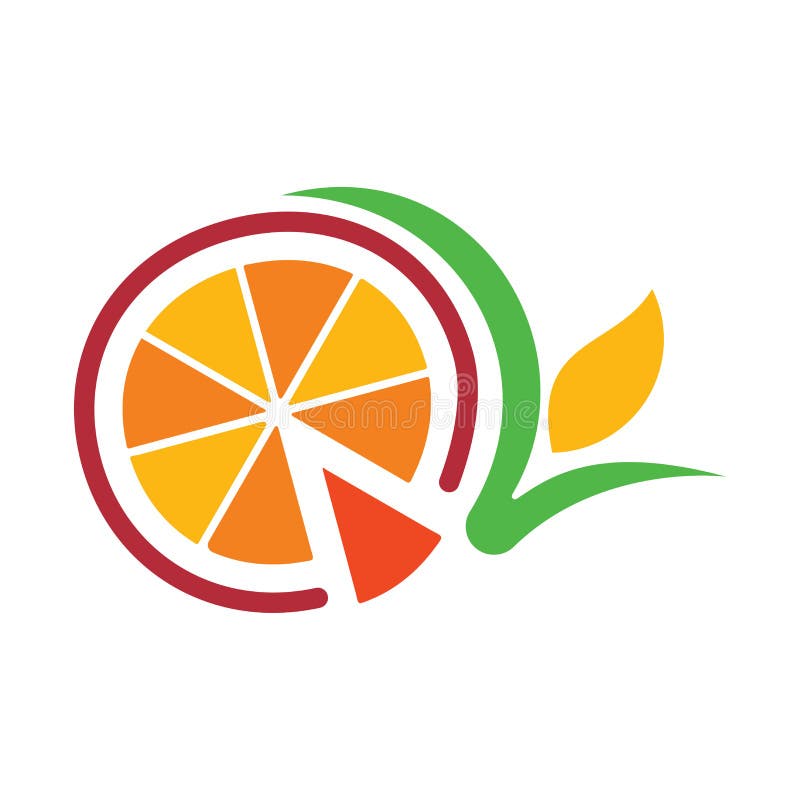 Logotipo alaranjado do fruto com projeto simples da folha ilustração do vetor Logotipo alaranjado do fruto com projeto simples da folha ilustração do vetor