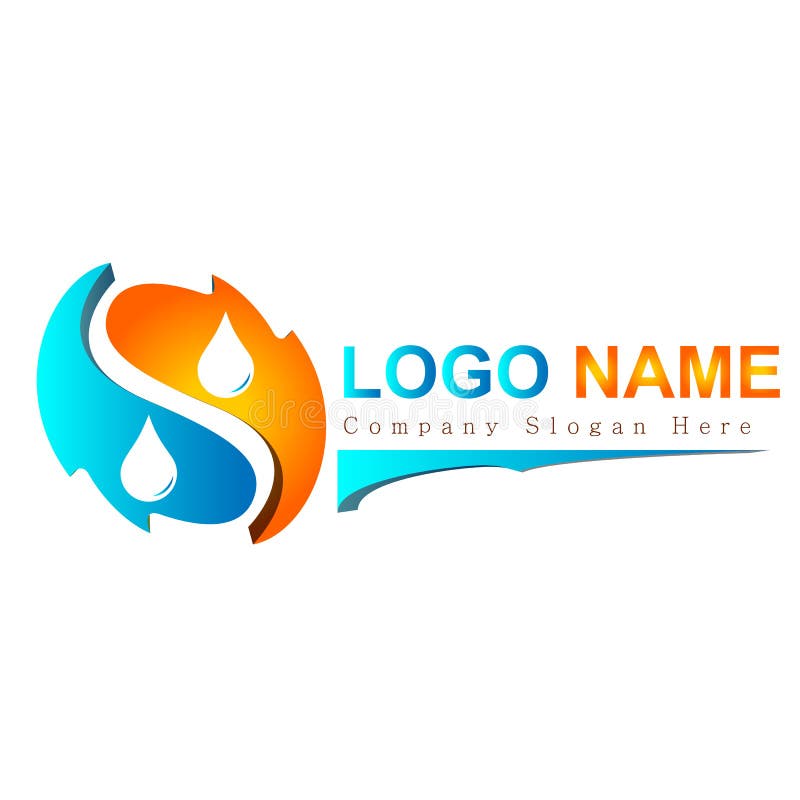 Logotipo colorido abstracto del descenso 3d del agua para su compañía stock de ilustración