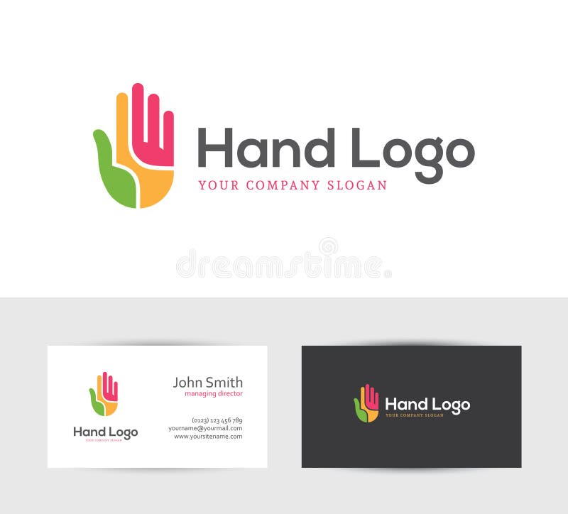 Logotipo colorido de la mano stock de ilustración Logotipo colorido de la mano stock de ilustración