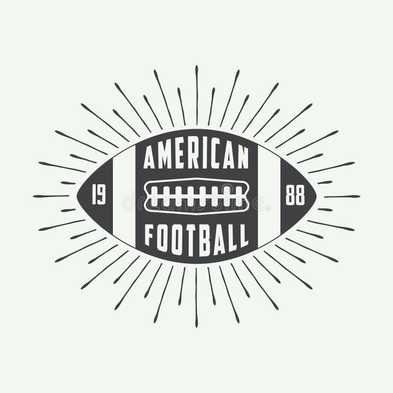 Logotipo da bola de futebol americano ou de rugby do vintage, crachá ou etiqueta ilustração royalty free Logotipo da bola de futebol americano ou de rugby do vintage, crachá ou etiqueta ilustração royalty free