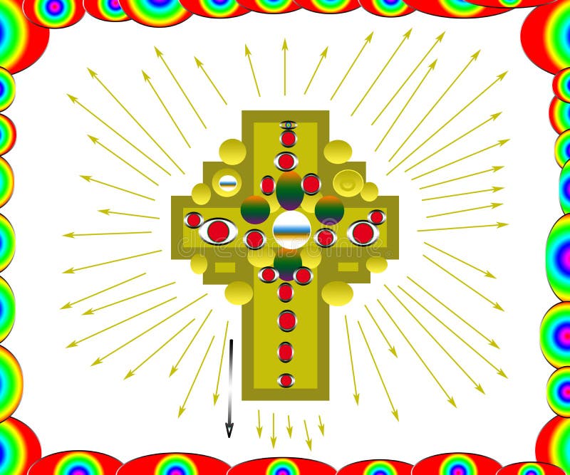 Logotipo da cruz da decoração do ouro com diamantes ilustração stock Logotipo da cruz da decoração do ouro com diamantes ilustração stock