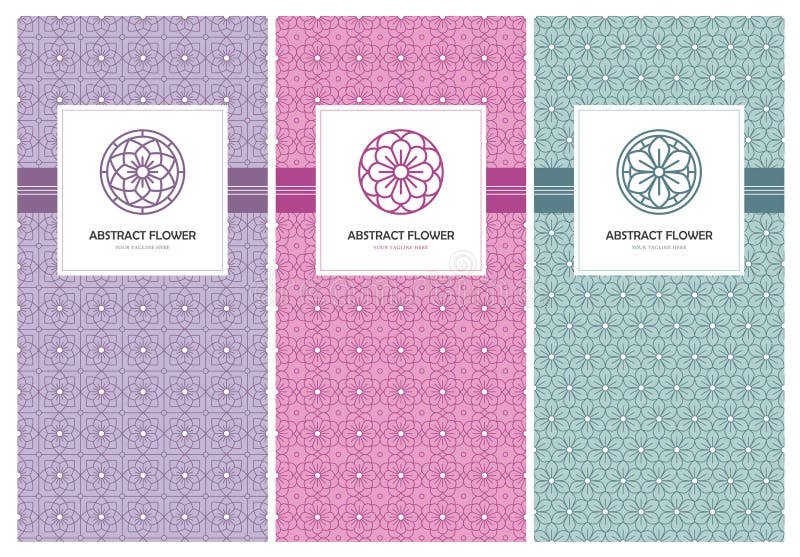 Logotipo da flor e molde sem emenda do projeto do teste padrão ilustração royalty free Logotipo da flor e molde sem emenda do projeto do teste padrão ilustração royalty free