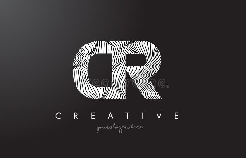 Logotipo da letra do CR C R com linhas vetor da zebra do projeto da textura