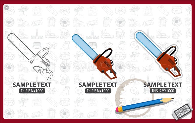 Desenho Do Contorno Da Motosserra Ilustração Stock - Ilustração de fundo,  forma: 160942801