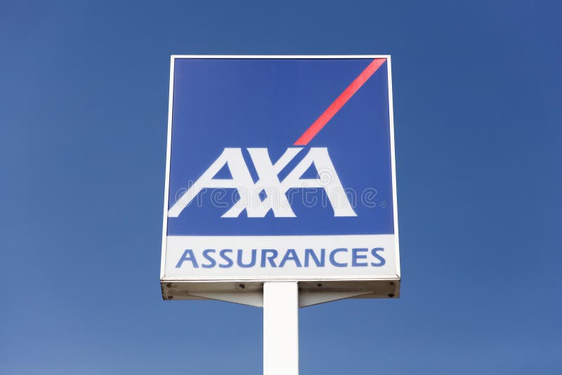Logotipo De AXA En Un Panel Imagen editorial - Imagen de salud