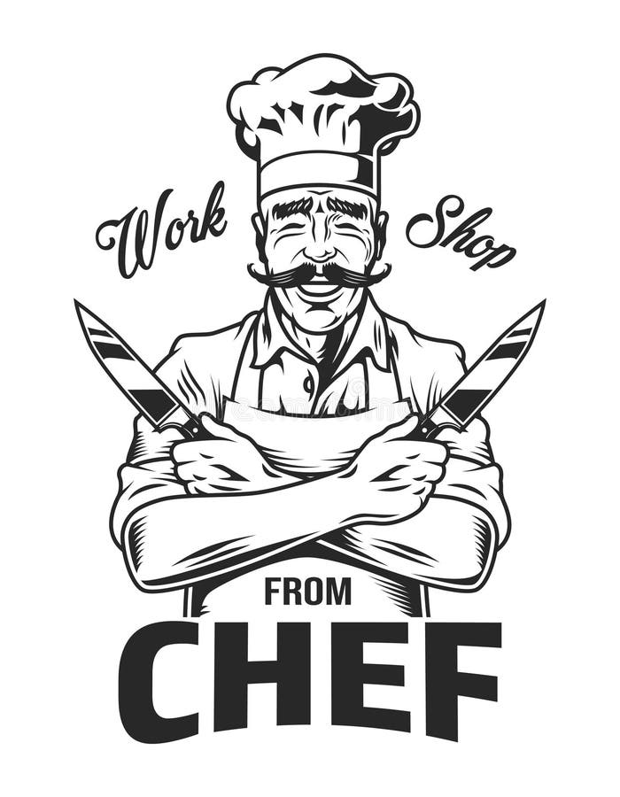 Logotipo de cocinar monocromático del vintage ilustración del vector Logotipo de cocinar monocromático del vintage ilustración del vector