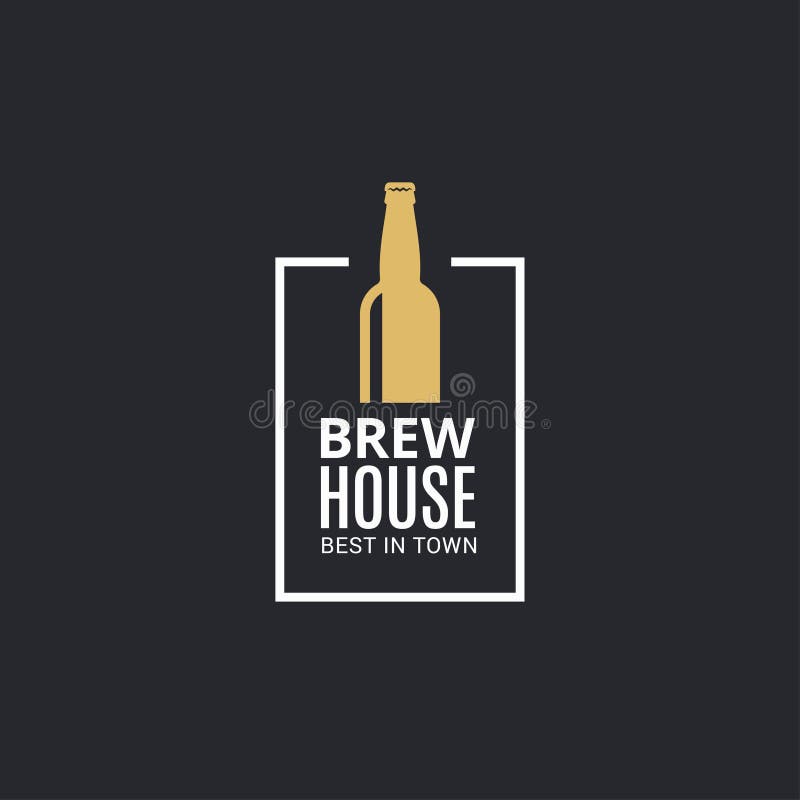 Beer bottle logo. Brew house icon on black background 8 eps. Beer bottle logo. Brew house icon on black background 8 eps
