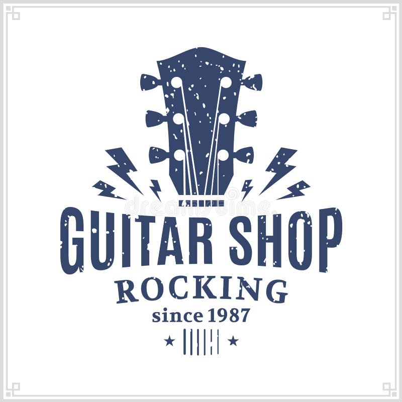 Logotipo de la tienda de la guitarra stock de ilustración Logotipo de la tienda de la guitarra stock de ilustración