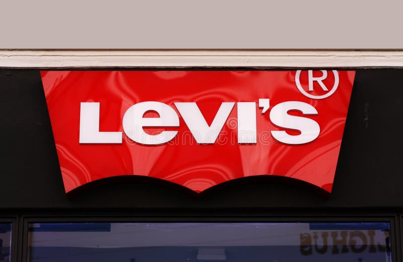 Logotipo de la tienda de los vaqueros de Levis levi Levi Strauss fundó en 1853, es una compañía americana de la ropa sabida por t